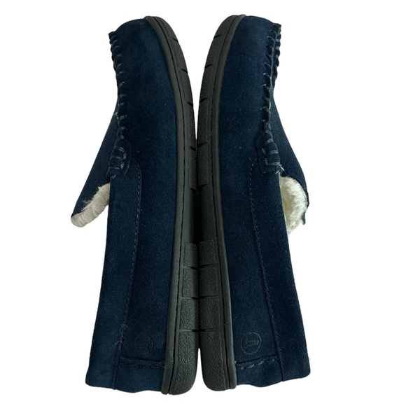Lands' End Blue Suede Leather Moc Slippers - Men's 11. Worn 1 XMAS morning :) - Picture 4 of 5